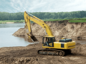 Excavadora realizando trabajos
